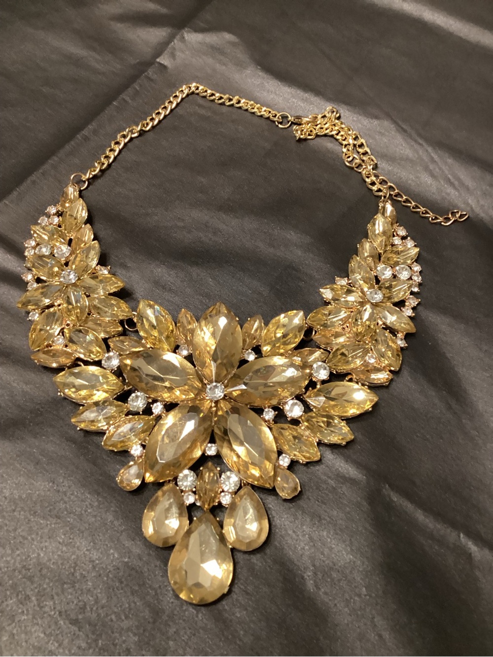 Gold Crystal Statement Necklace - Women Jewelry